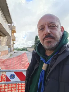 geologo Andrea Salemi in servizio presso la zona rossa della frana di Niscemi